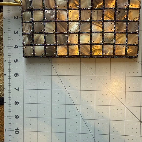 Hand Beaded Mosaic Wristlet with Gold Accents - Picture 6 of 6